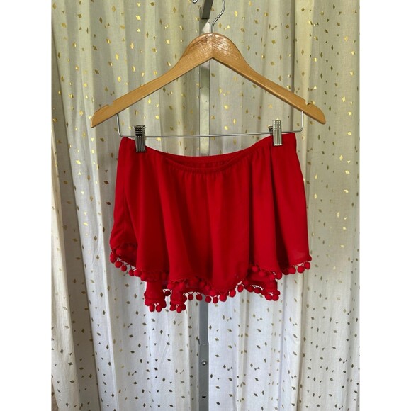 Show Me Your MuMu Women's Banjo Strapless Pom Pom Hem Coachella Crop Top S - Picture 3 of 6